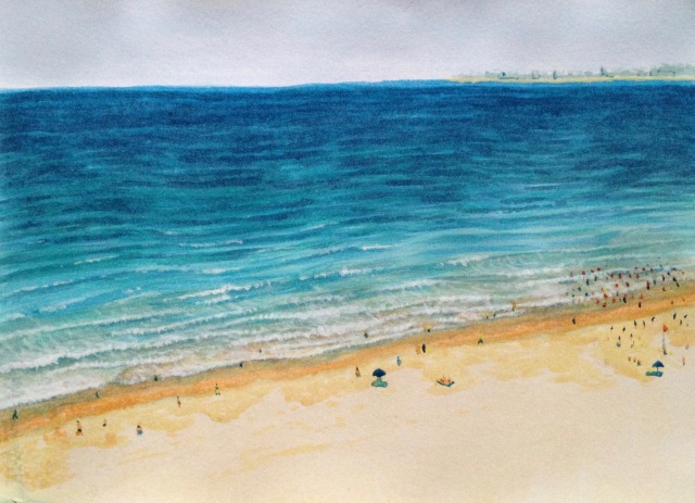 Christmas Day in Surfer's Paradise, Acrylic Paint on 300 gsm Paper, 30 x 21 cm, Dec 2018 by David Lloyd